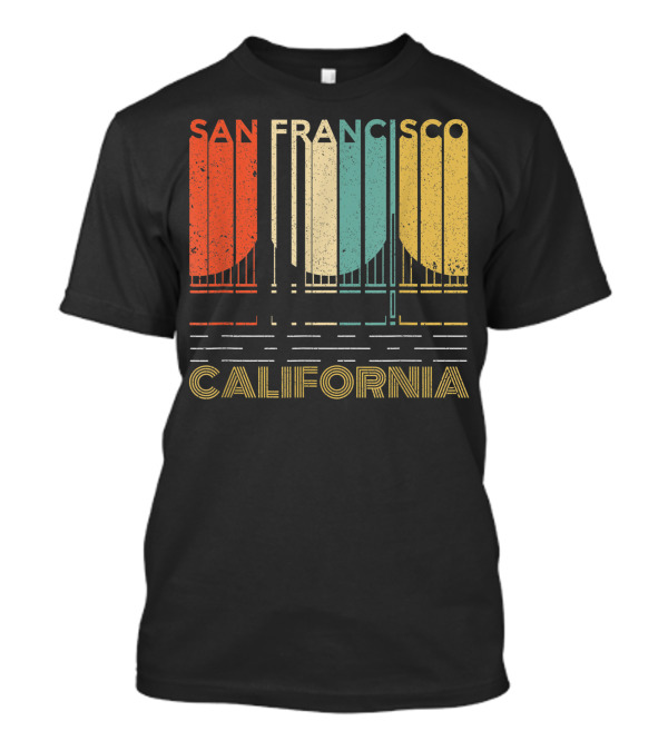 San Francisco California Colorful Distressed Bridge T-Shirt
