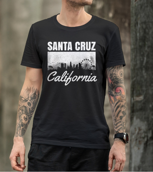 Santa Cruz California Distressed Skyline Ferris Wheel T-Shirt