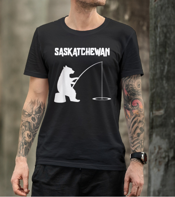 Saskatchewan Bear Ice Fishing T-Shirt