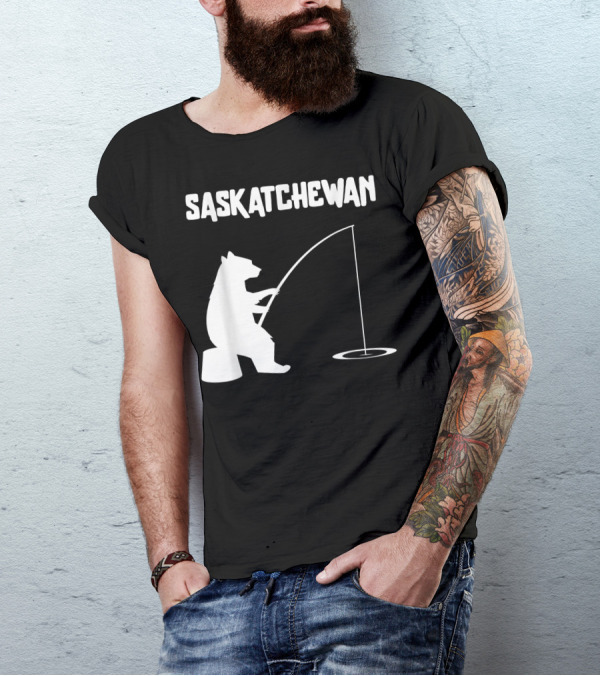 Saskatchewan Bear Ice Fishing T-Shirt
