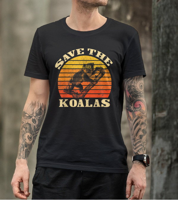 Save The Koalas Vintage Sunset Koala Bear Retro Lovers T-Shirt