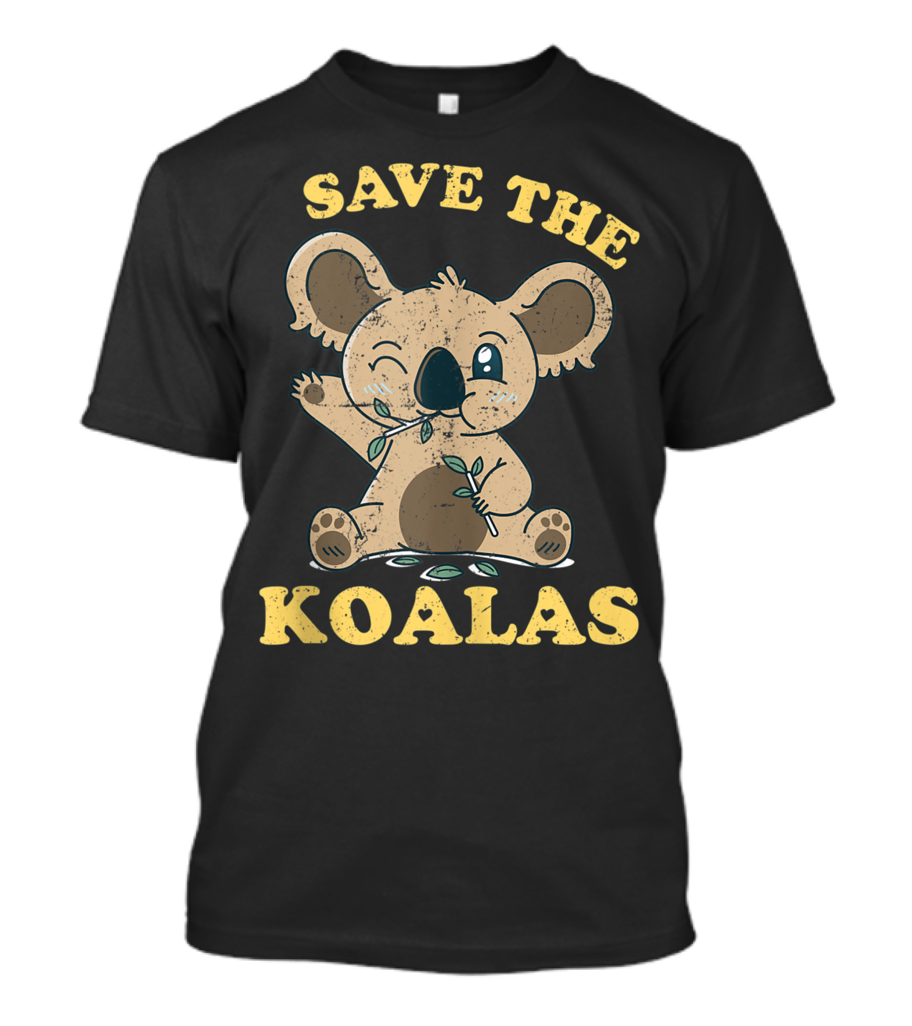 Save The Koalas Vintage Koala Bear Lovers Cute Koala Eating Leaves T-Shirt