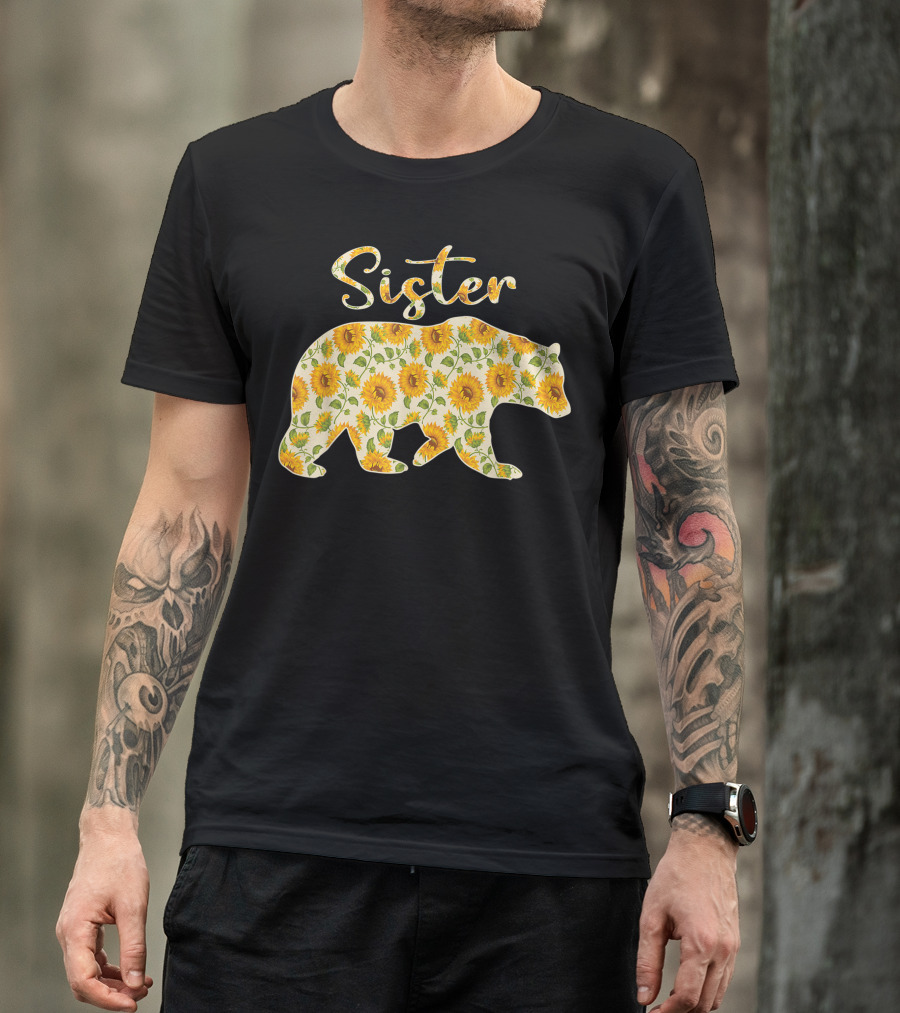 Sister Sunflower Bear Matching Family Bear T-Shirt