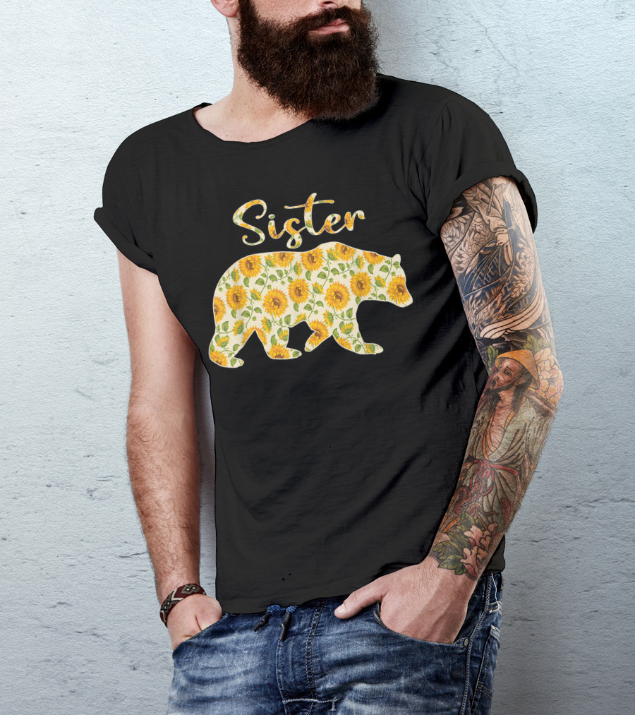 Sister Sunflower Bear Matching Family Bear T-Shirt