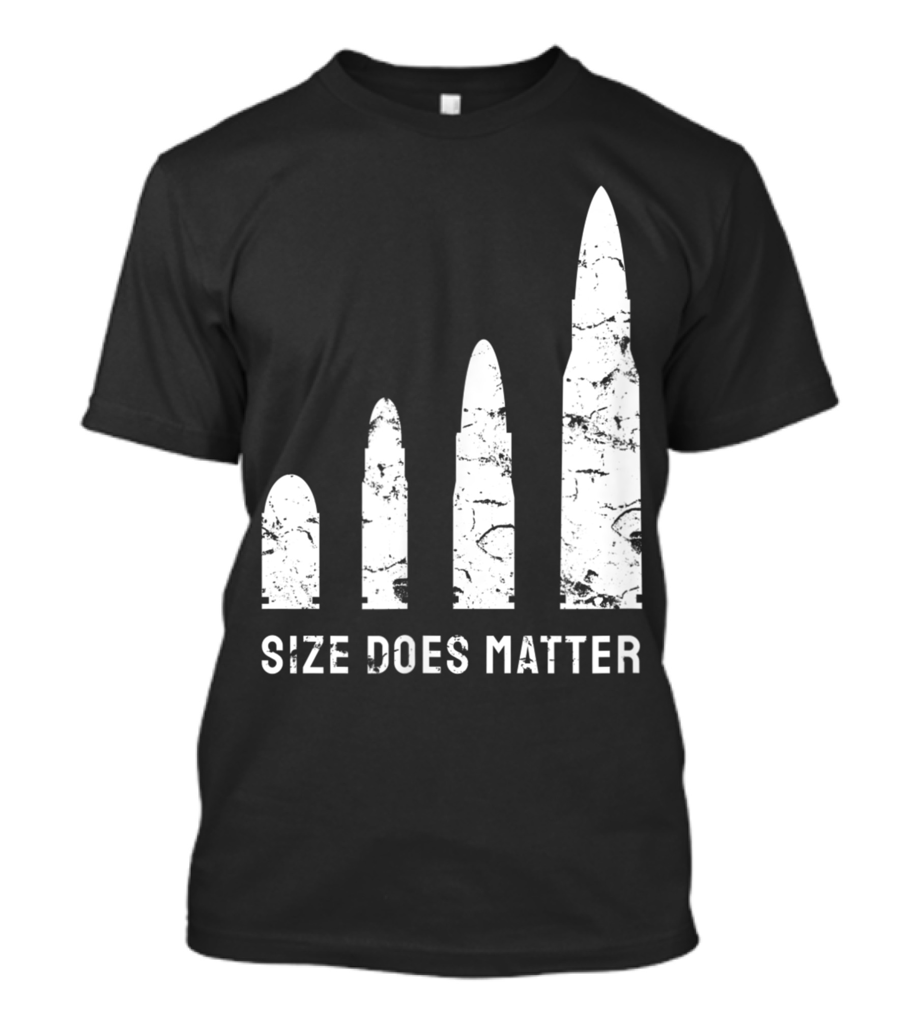 Size Does Matter Bullet Caliber Gun Humor T-Shirt