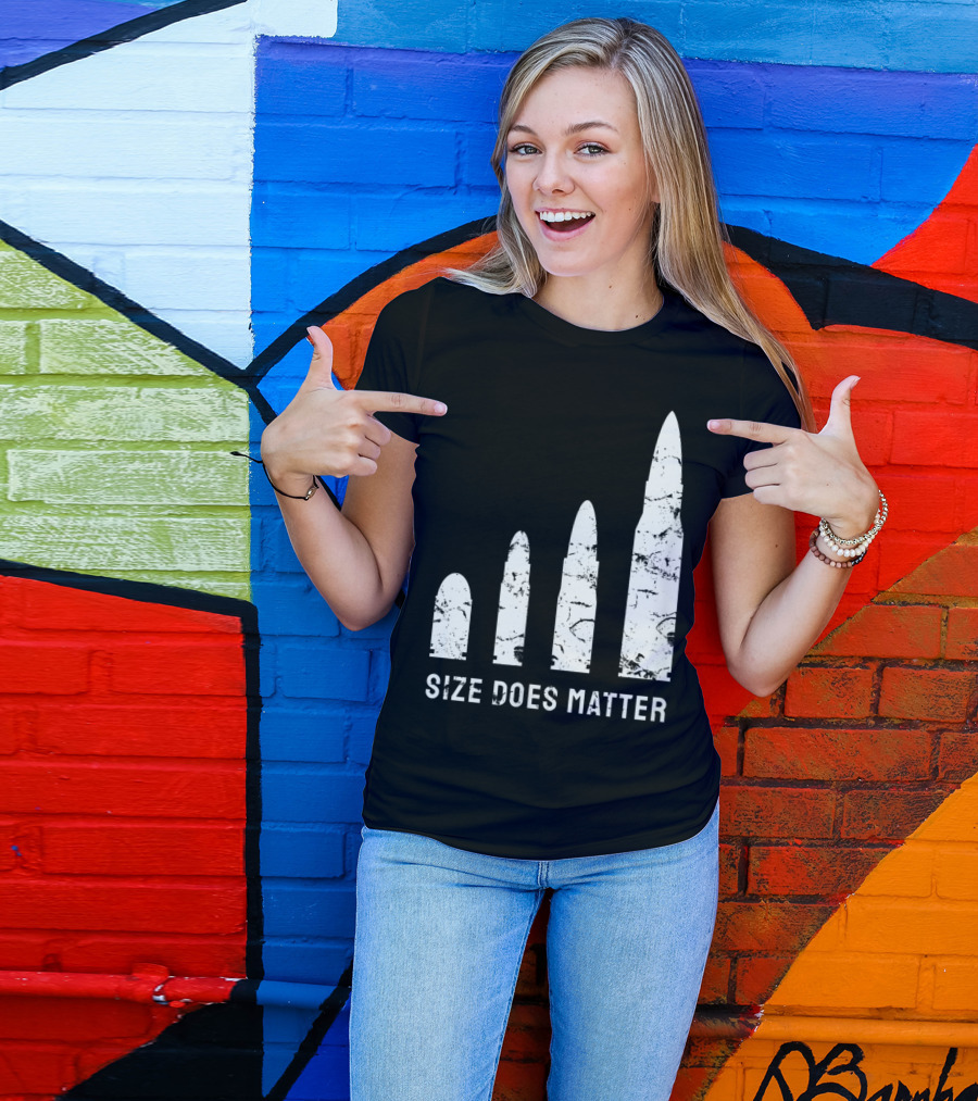 Size Does Matter Bullet Caliber Gun Humor T-Shirt