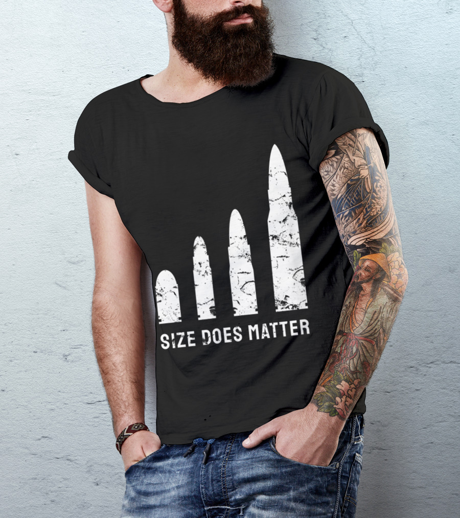 Size Does Matter Bullet Caliber Gun Humor T-Shirt