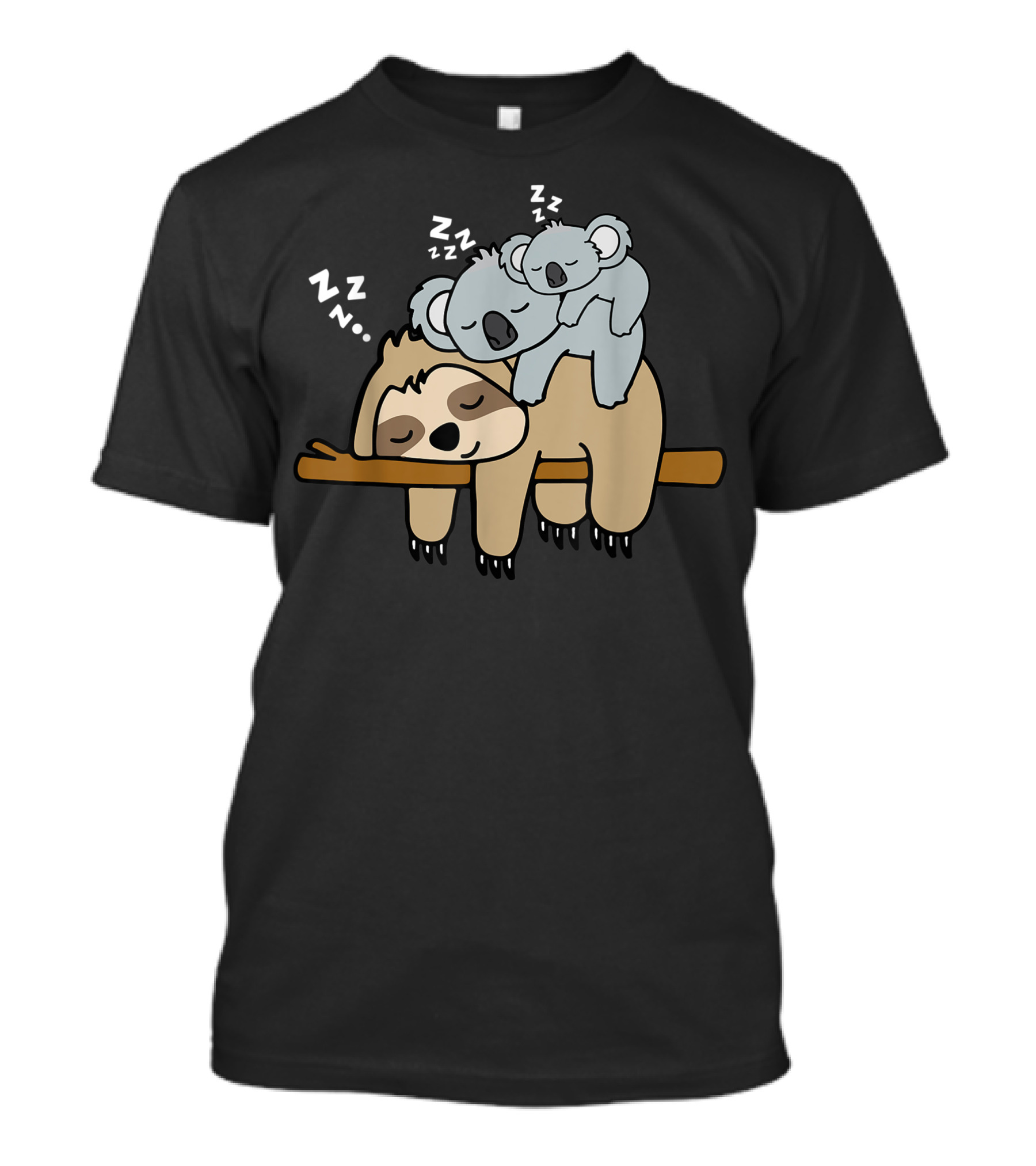 Sleeping Cute Lazy Sloth With Baby Koala Mama Bear Nap Zzz T-Shirt
