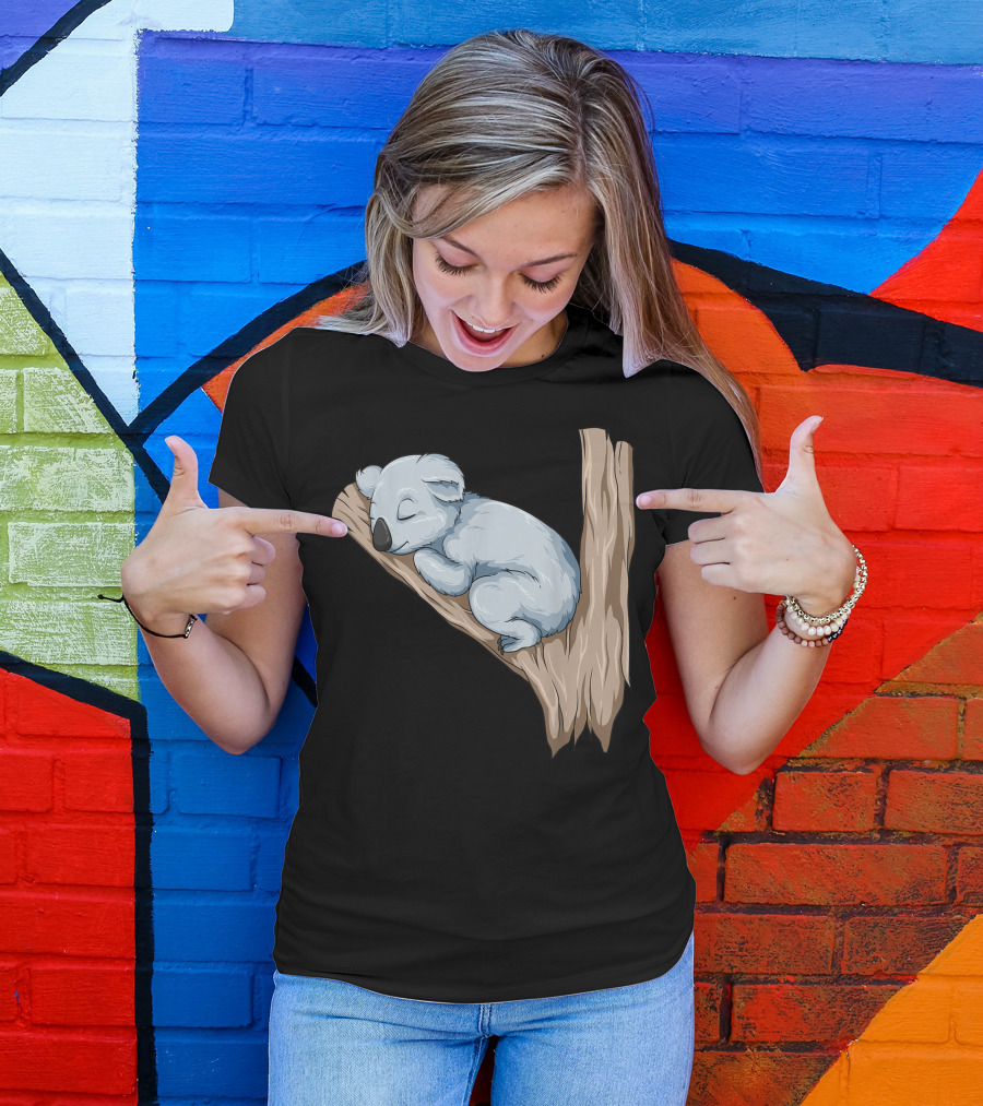 Sleeping Koala Bear On Tree Branch For Koala Lovers T-Shirt