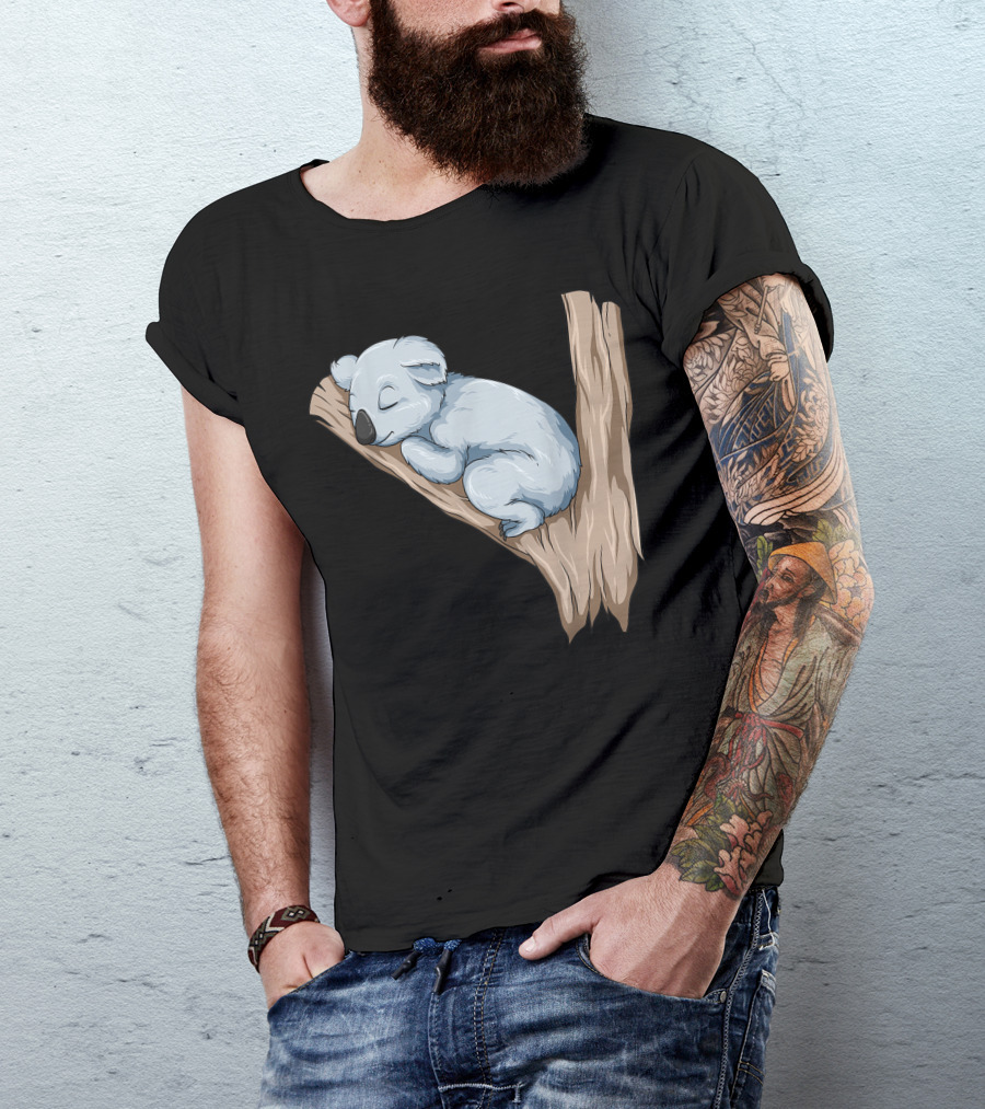 Sleeping Koala Bear On Tree Branch For Koala Lovers T-Shirt
