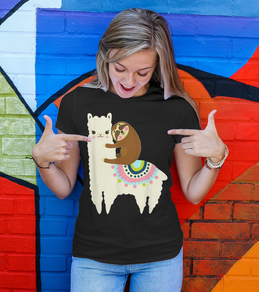 Sloth Llama Friends Party For Kids And Boys And Girls T-Shirt