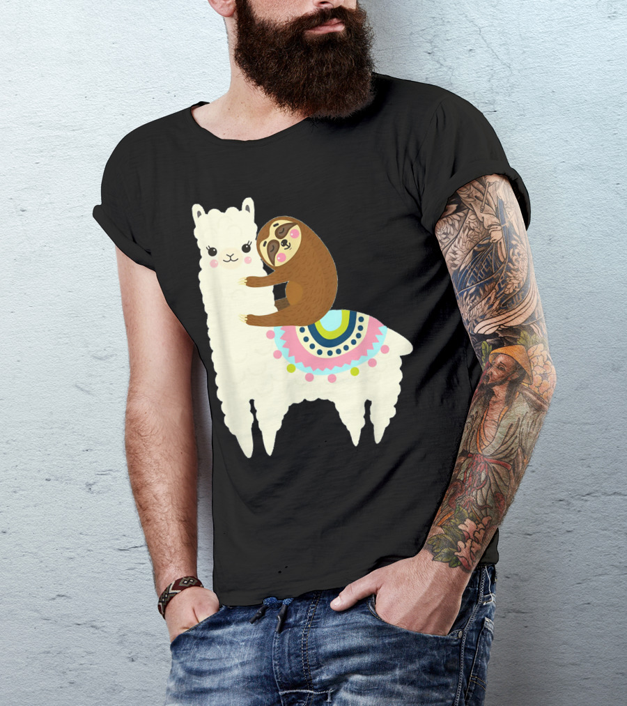 Sloth Llama Friends Party For Kids And Boys And Girls T-Shirt