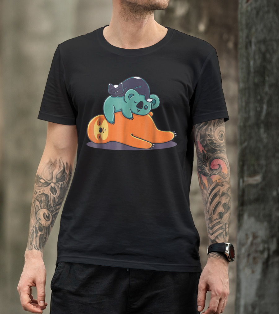 Sloth Koala Bear Cat Stack T-Shirt