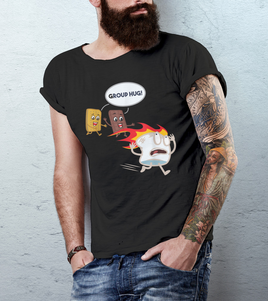 Group Hug Marshmallow Camping Bonfire Smores Roasting T-Shirt