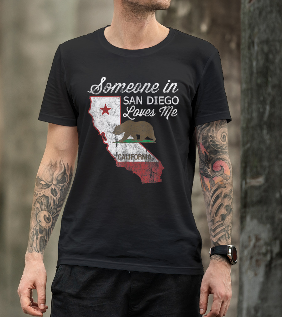 Someone In San Diego Loves Me California Bear Flag Map T-Shirt