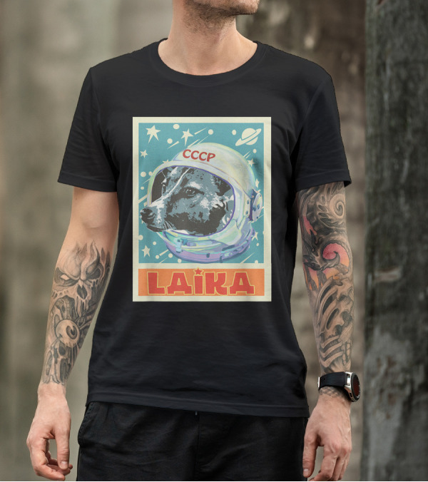 Laika Dog CCCP Space Helmet Soviet Union Propaganda T-Shirt