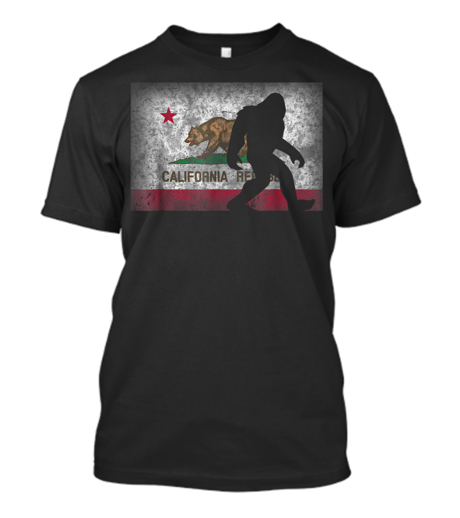 California Republic Flag Sasquatch Silhouette Bigfoot T-Shirt