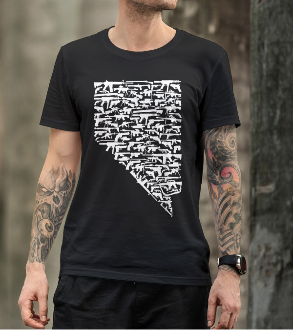 State Of Nevada Composed Of Firearms Celebrating 2nd Amendment Rights T-Shirt