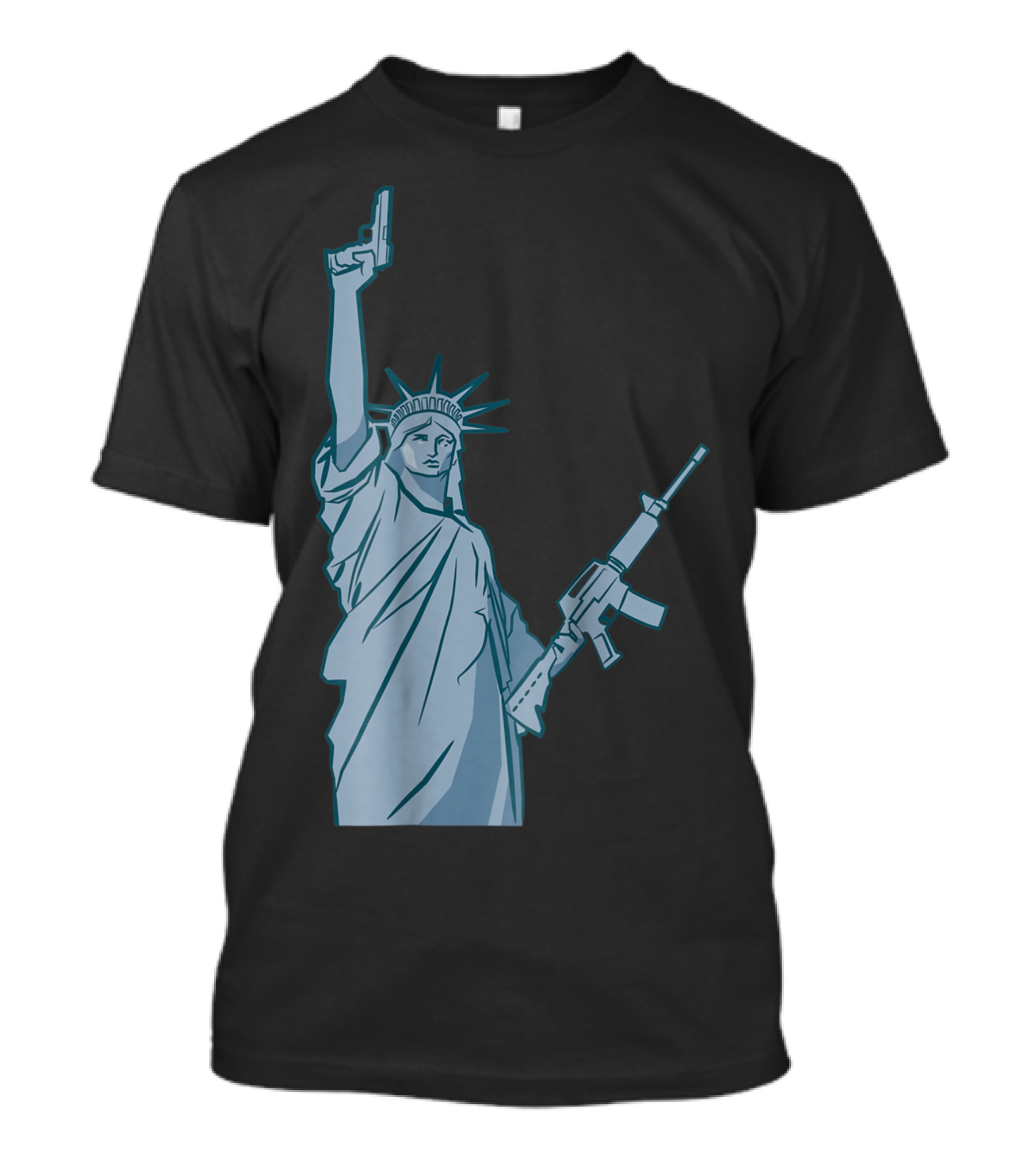 Statue Of Liberty Gun Dual Wielding Pistols And Rifle T-Shirt
