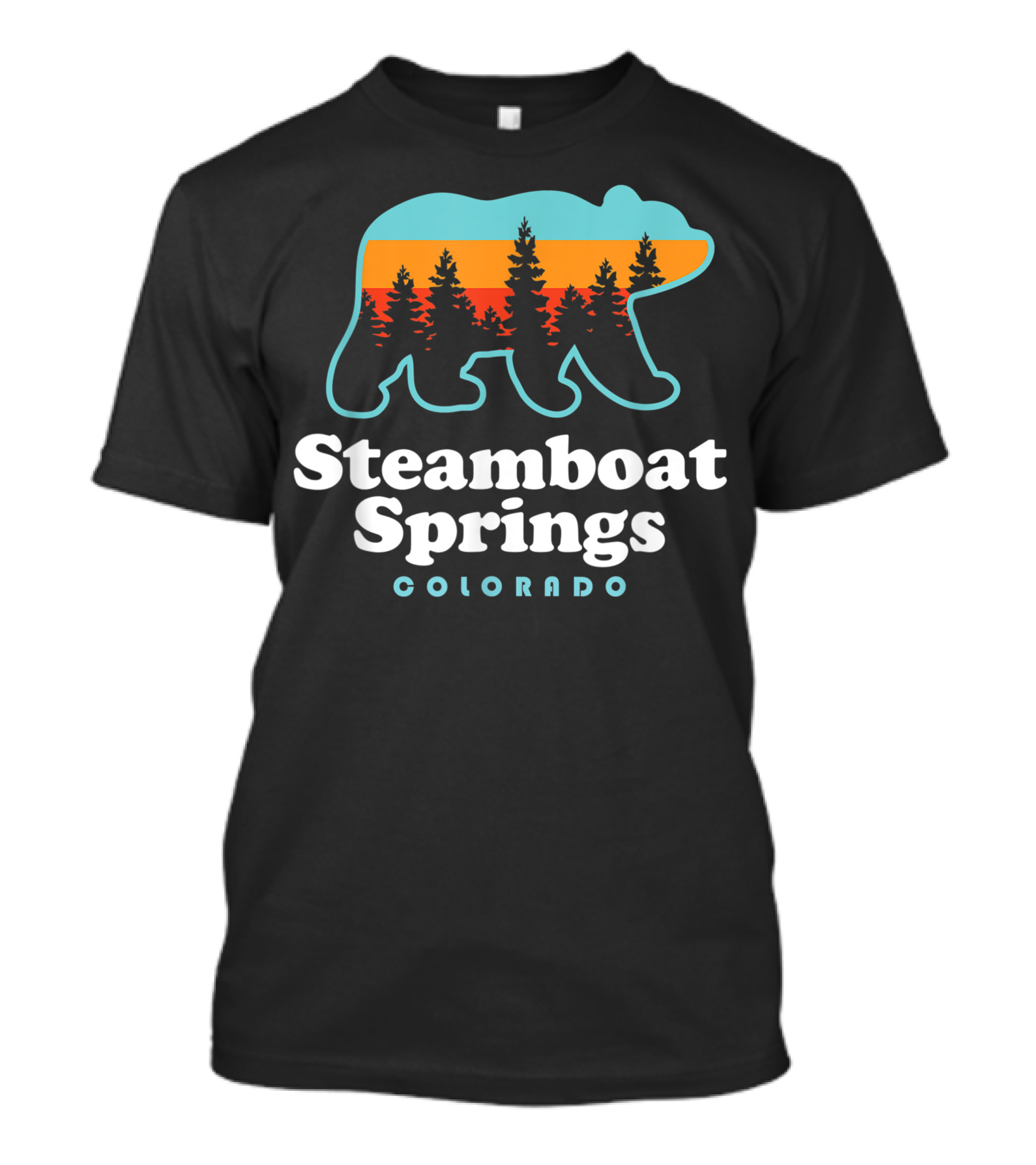 Steamboat Springs Colorado Bear Silhouette With Trees And Sunset T-Shirt