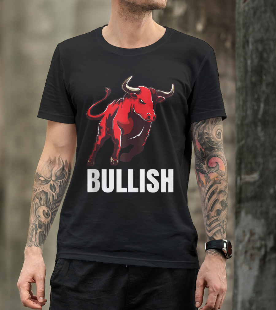 Bullish Stock Market Bull Trader Options Forex Crypto Wall T-Shirt