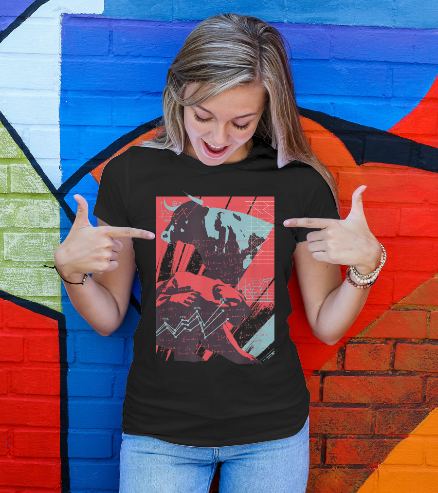 Stock Market Bull Vs Bear Trader Forex Motive With Graphs And Charts T-Shirt