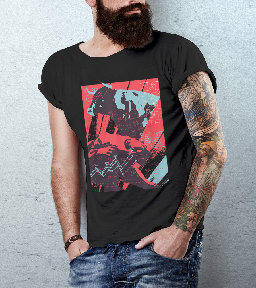 Stock Market Bull Vs Bear Trader Forex Motive With Graphs And Charts T-Shirt