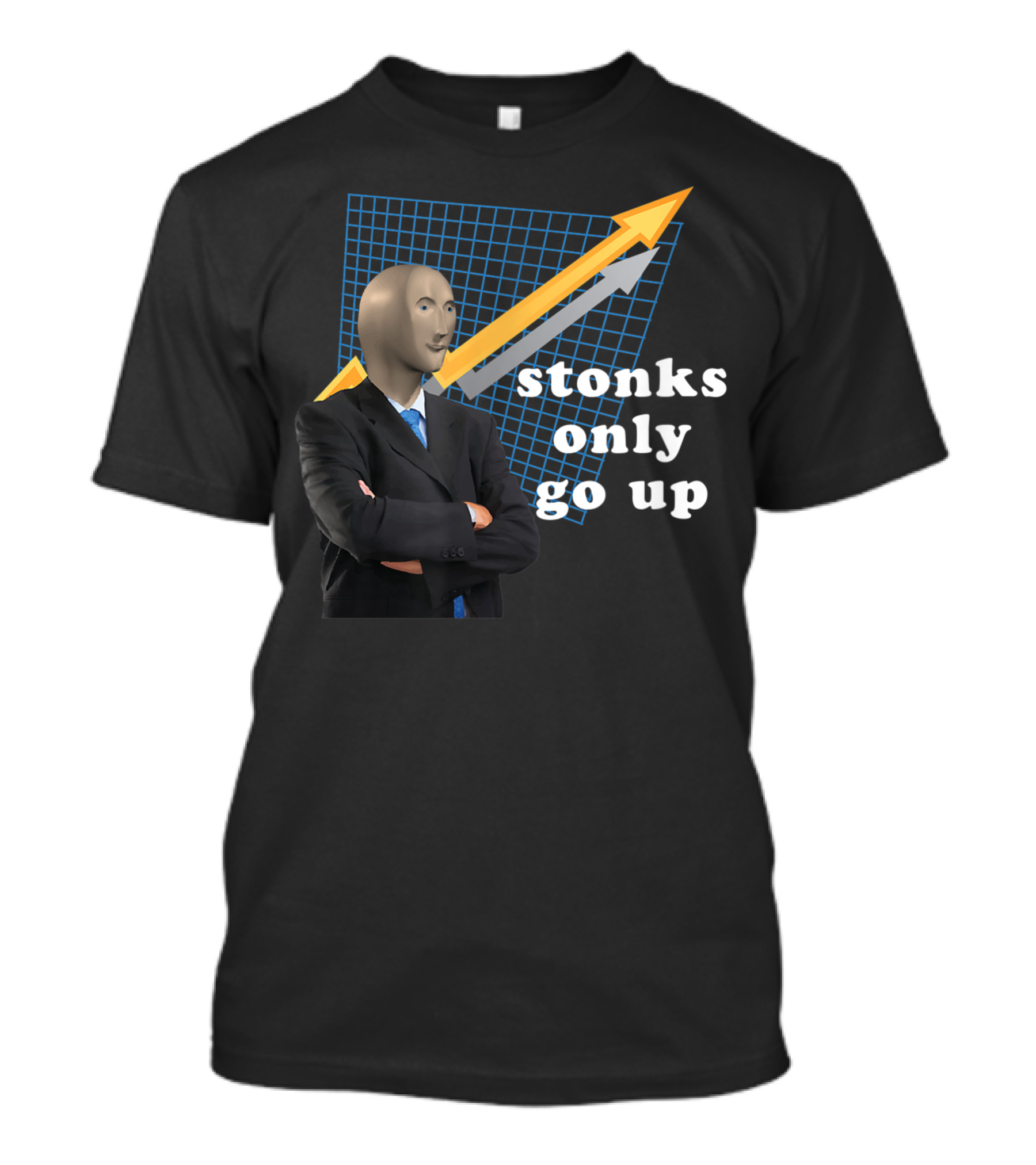 Stonks Only Go Up Man Wallstreetbets Meme Rocket Stock Graph T-Shirt