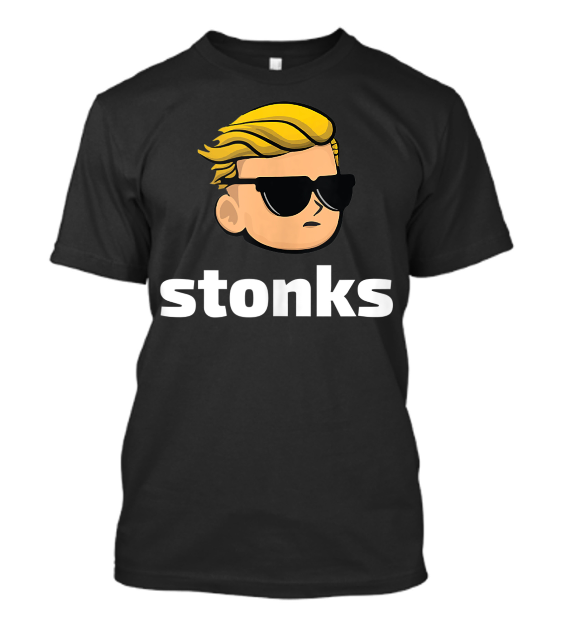Stonks Wallstreetbets Tendies Meme With Sunglasses And Blond Hair T-Shirt