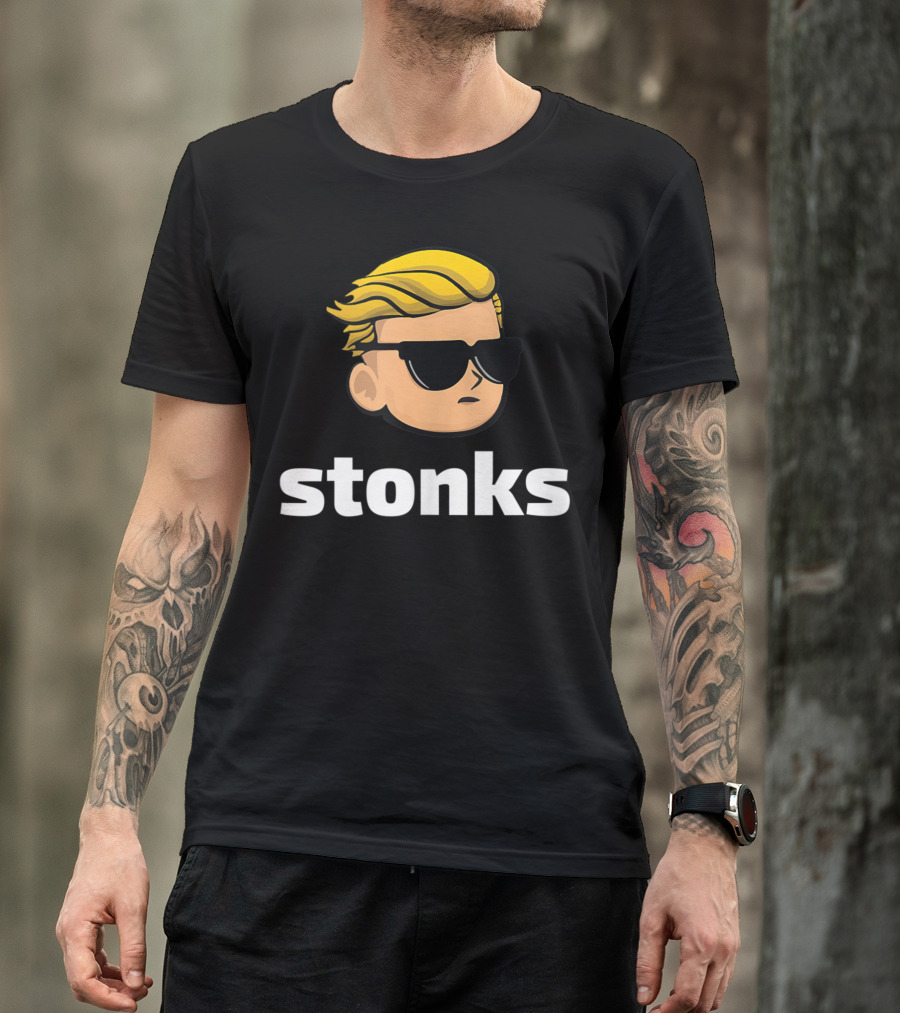 Stonks Wallstreetbets Tendies Meme With Sunglasses And Blond Hair T-Shirt
