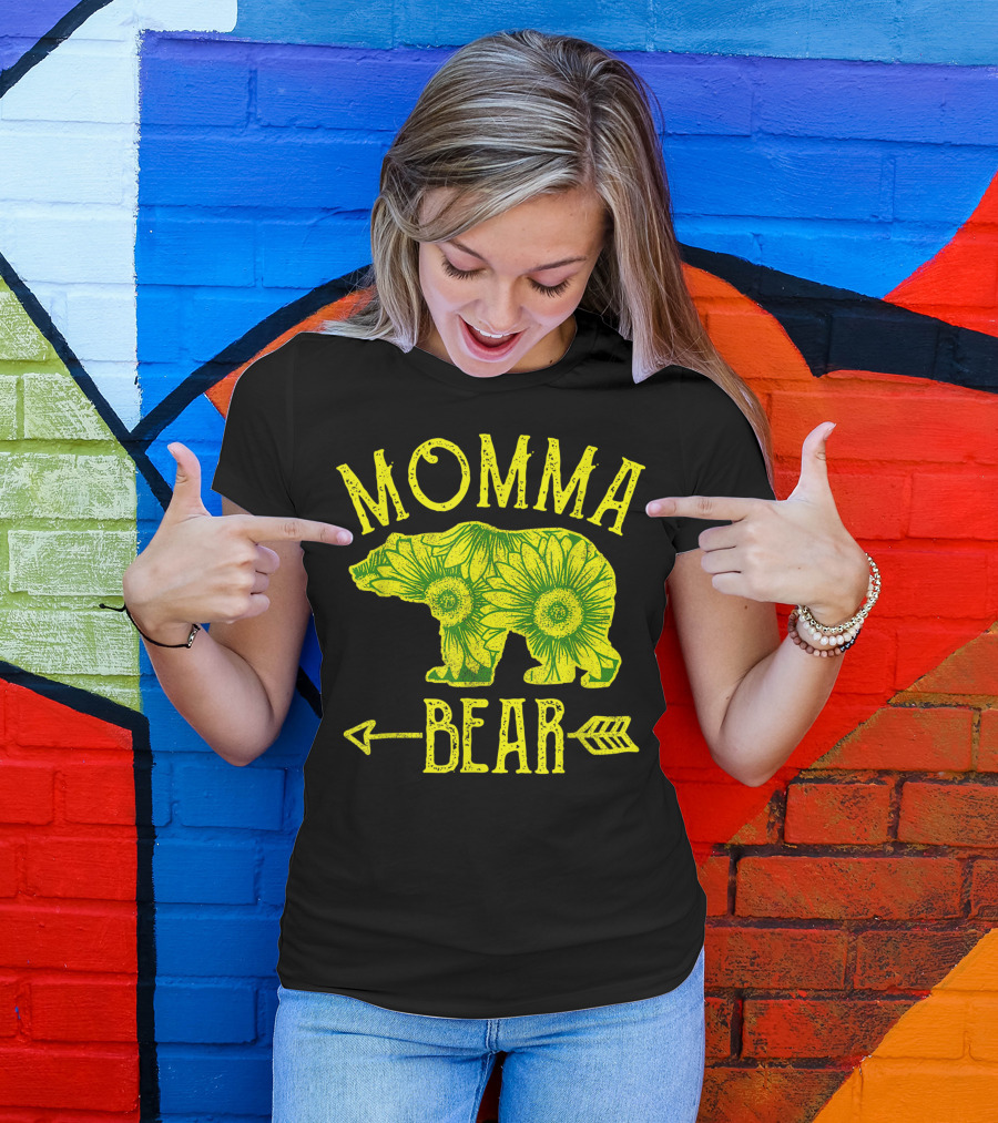 Momma Bear Sunflower Design With Arrow T-Shirt
