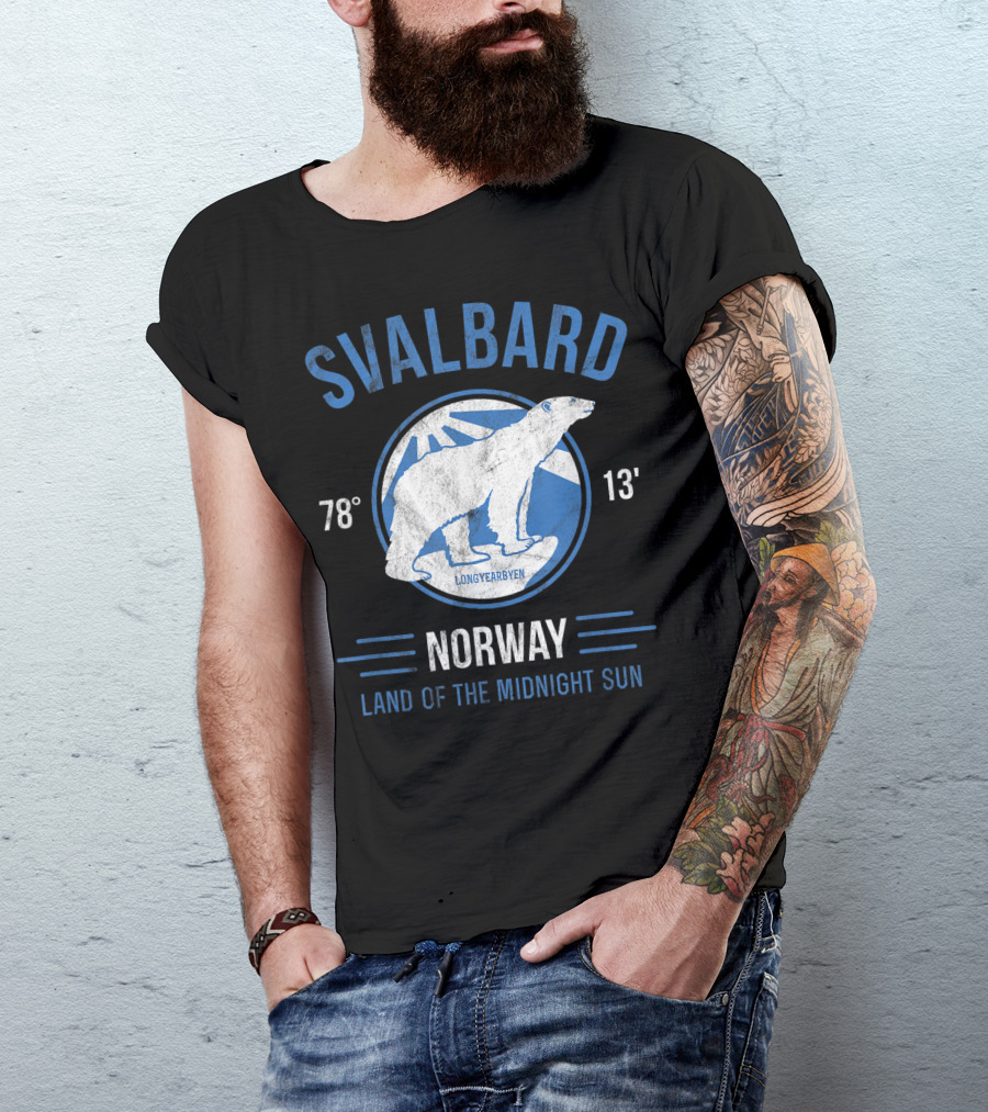 Svalbard Norway 78° 13' Polar Bear Longyearbyen Land Of The Midnight Sun T-Shirt
