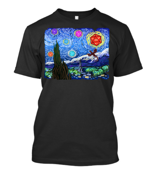 Tabletop Gaming Product Fantasy Dice Starry Night Dragon Dice T-Shirt