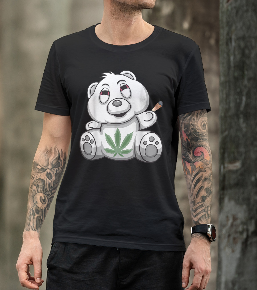 Teddy Bear Smoking A Joint Marijuana Leaf T-Shirt
