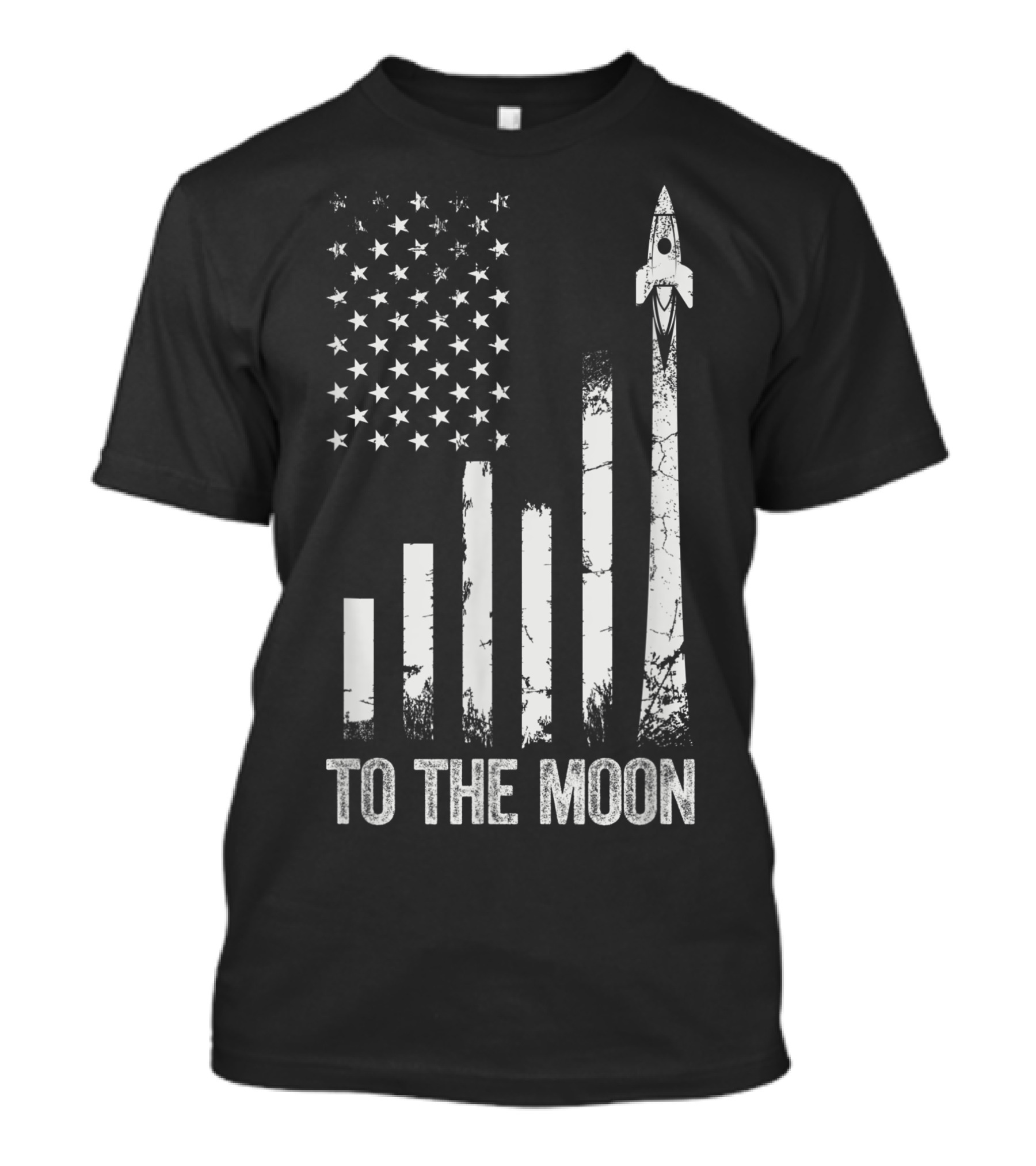 To The Moon Bitcoin Crypto US Flag Rocket WSB Trading T-Shirt