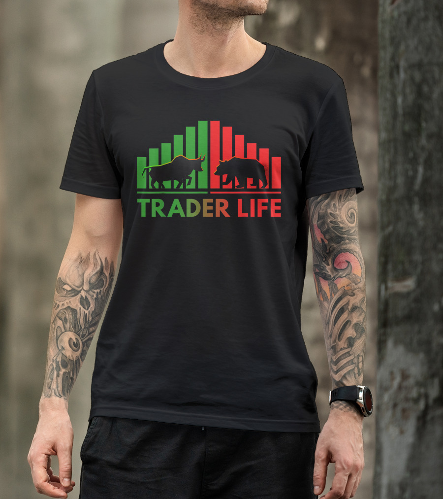 Trader Life Bulls And Bears Stock Market Trading Investors T-Shirt