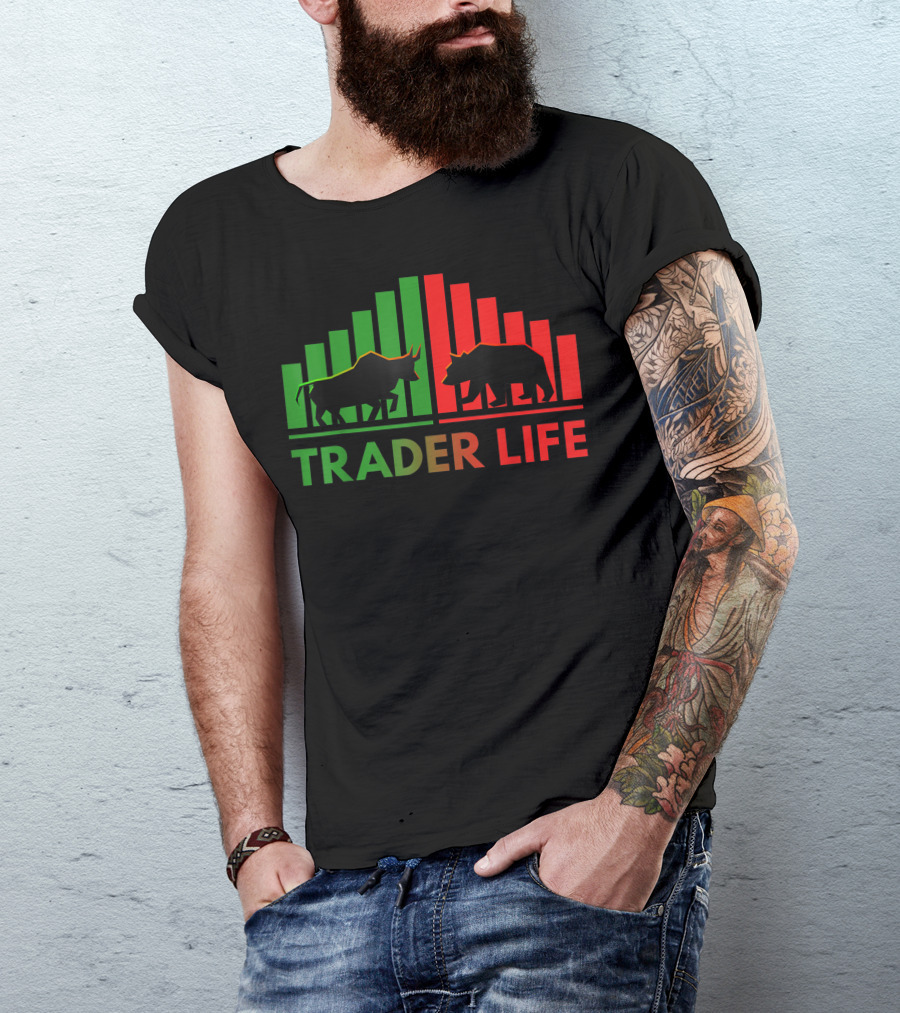 Trader Life Bulls And Bears Stock Market Trading Investors T-Shirt