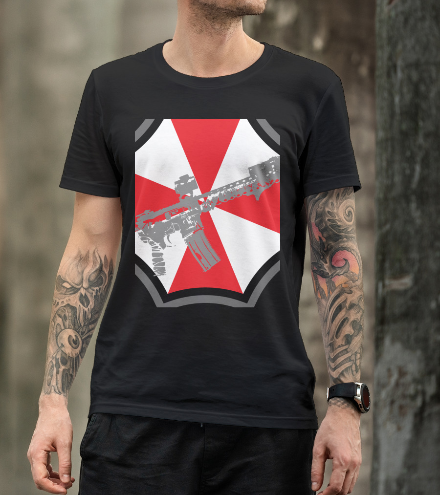 Ucwrg The 2Nd Amendment Freedoms Best Hope Rifle Over Red And White Umbrella T-Shirt