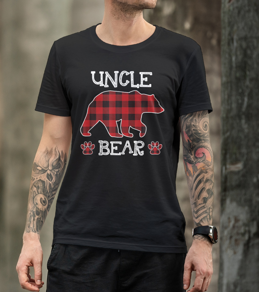Uncle Bear Red Plaid Buffalo Family Christmas T-Shirt