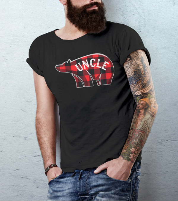 Uncle Bear Plaid Christmas Buffalo Check T-Shirt