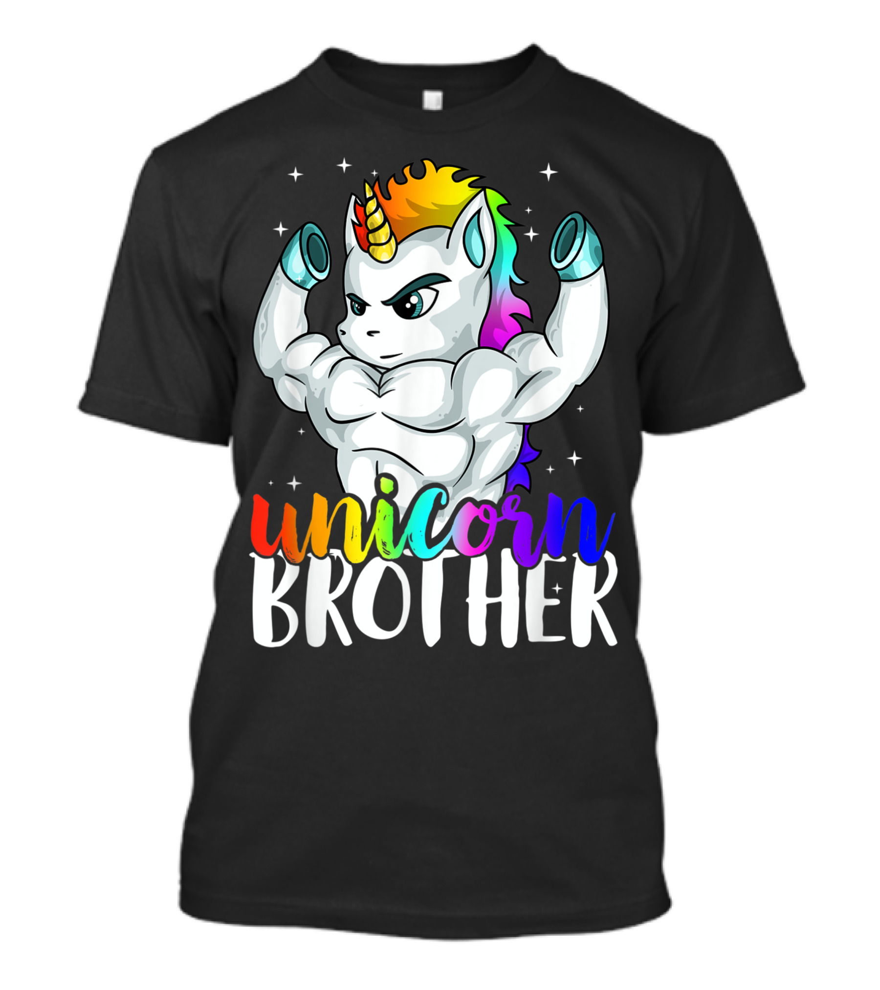 Unicorn Brother Muscular Rainbow Starry Bro Brocorn T-Shirt
