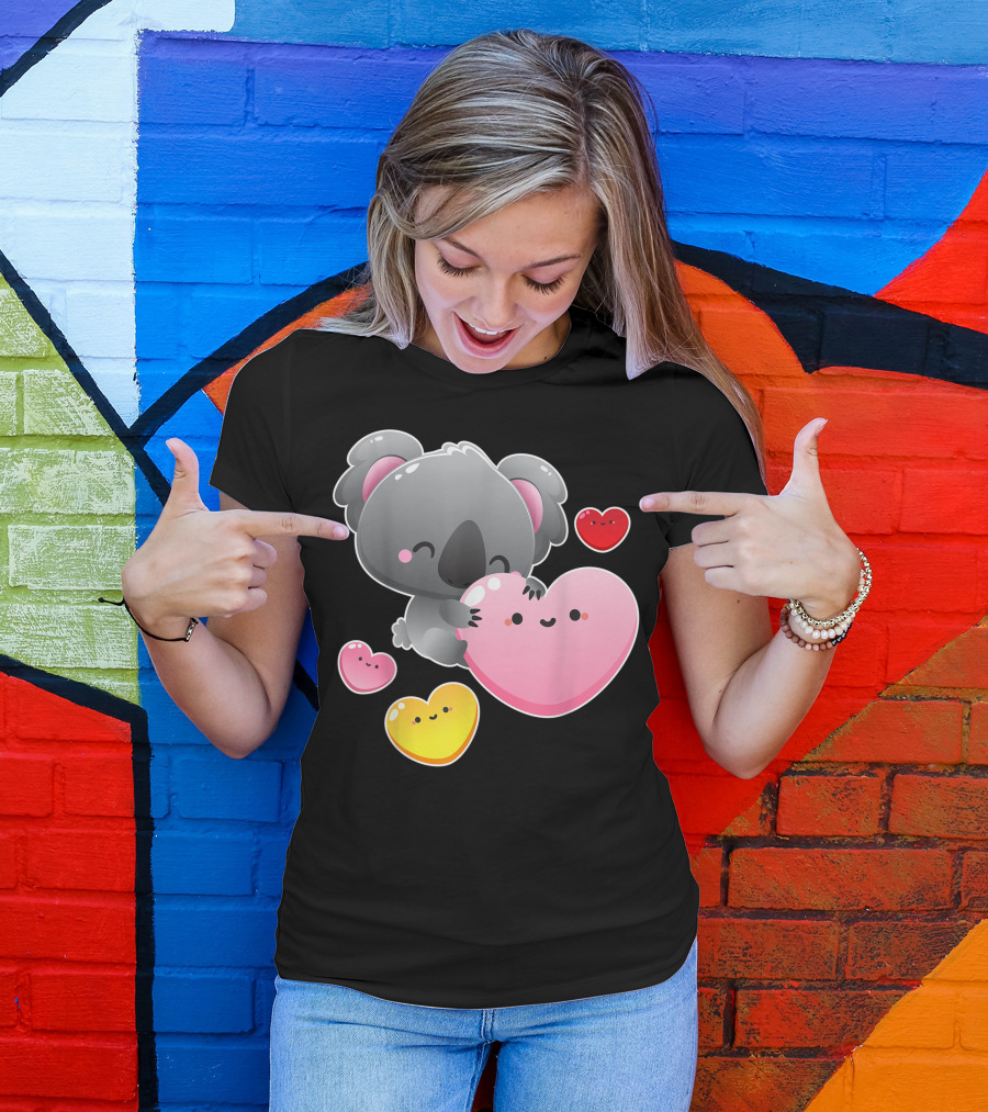 Valentines Day Koala Bear With Cute Heart Faces T-Shirt