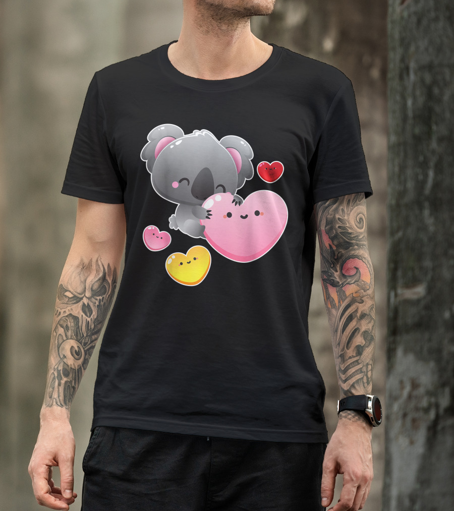 Valentines Day Koala Bear With Cute Heart Faces T-Shirt