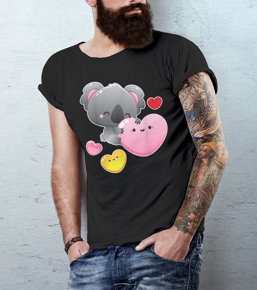 Valentines Day Koala Bear With Cute Heart Faces T-Shirt