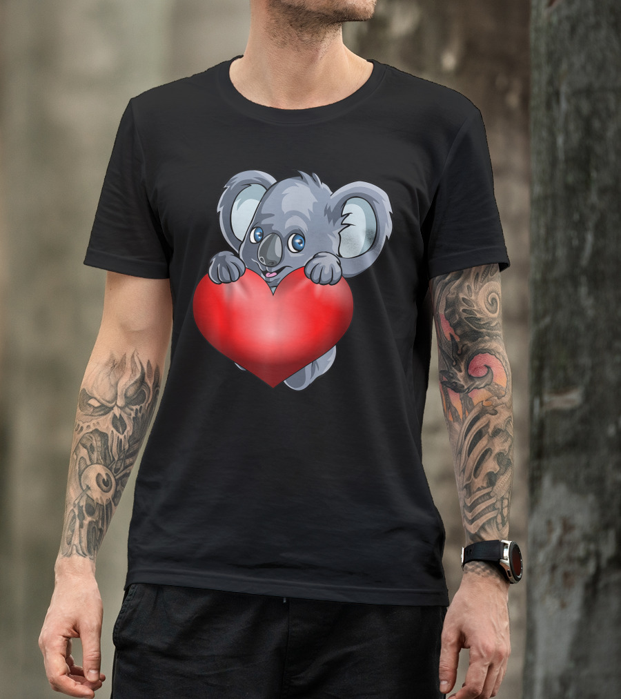 Valentines Day Koala Bear Holding Red Heart Women Men Girl T-Shirt