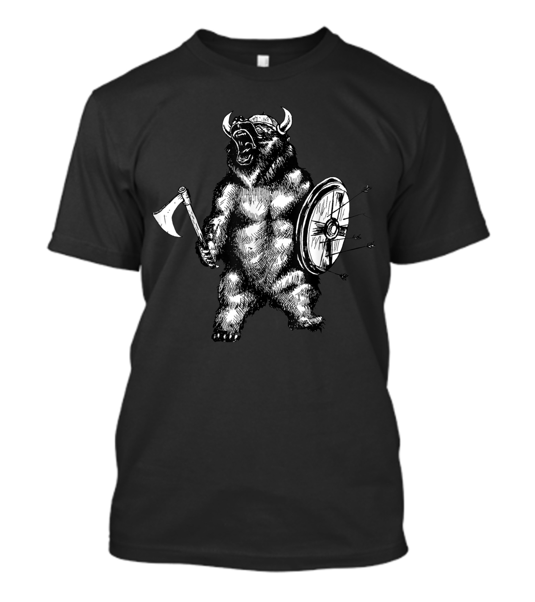 Viking Bear Warrior With Axe And Shield T-Shirt