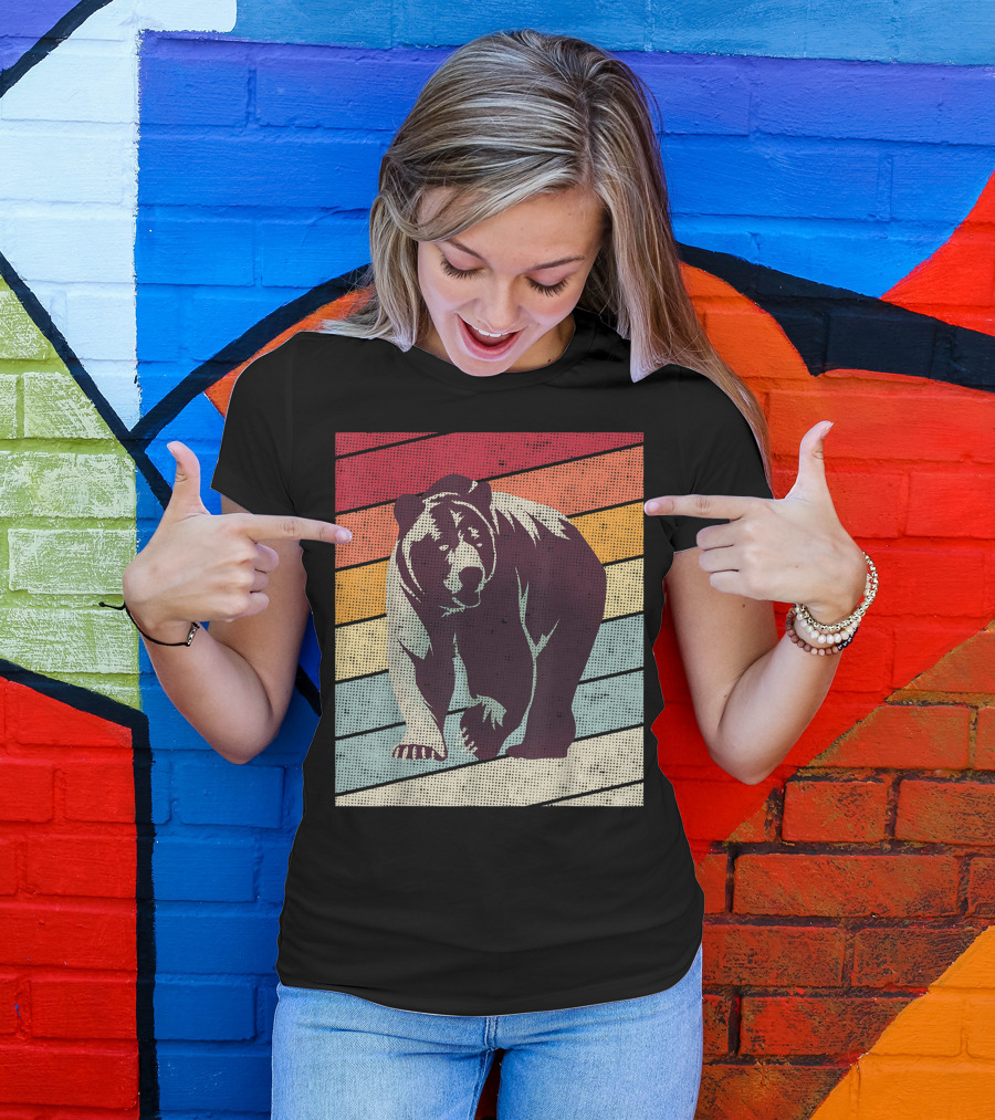 Vintage Bear Lover Bears Retro Stripes T-Shirt