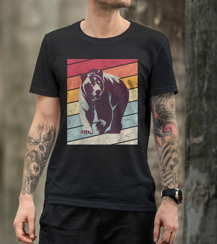 Vintage Bear Lover Bears Retro Stripes T-Shirt