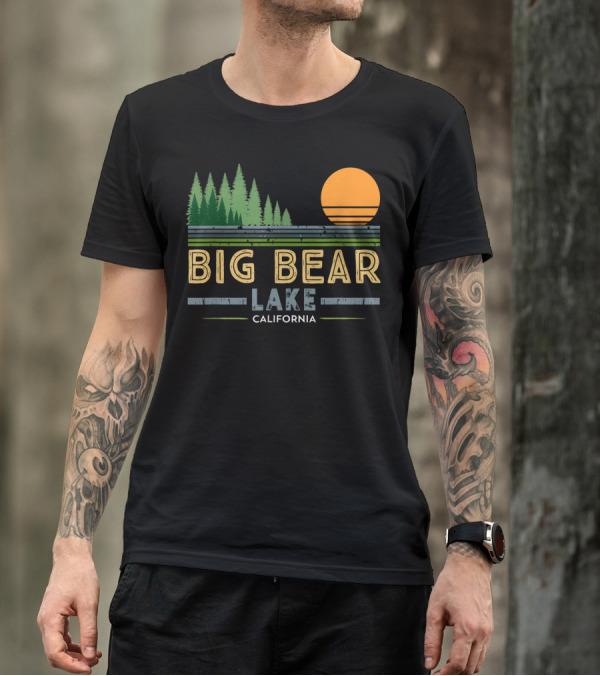 Big Bear Lake California Vintage Forest Sunset T-Shirt