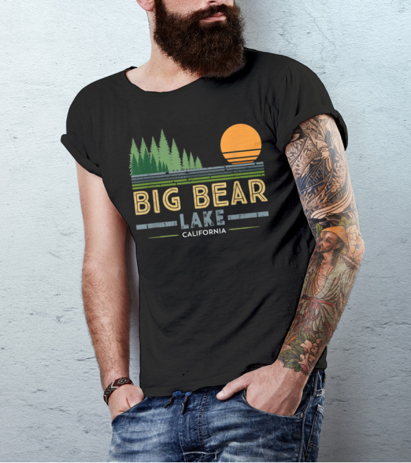Big Bear Lake California Vintage Forest Sunset T-Shirt